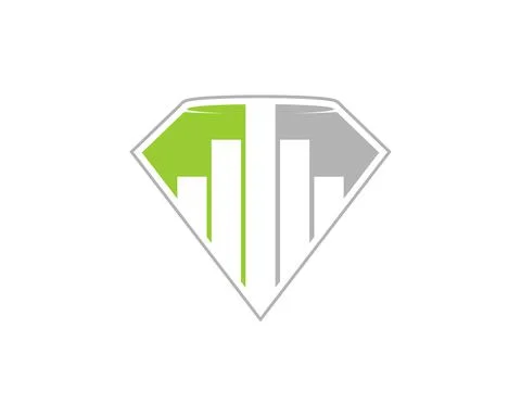 Chart growth up in the diamond gems shape logo Stock Illustration