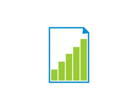 Chart growth up in the document logo Stock Illustration