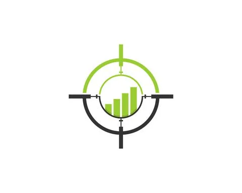 Chart growth up inside the sniper target logo Illustrazione stock