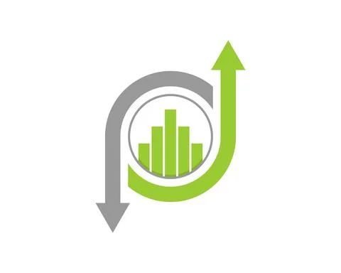 Chart growth up inside the upside down arrow Stock Illustration