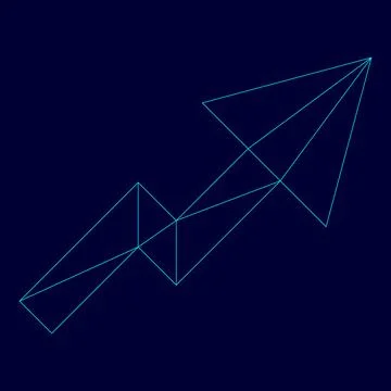 Chart of growth low poly triangulation triangulated polygonal electric cyan b Stock-Illustration