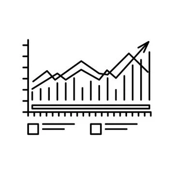 Chart icon with bars and lines. Outline symbol for web design or mobile app Stock Illustration