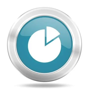 Chart icon, blue round metallic glossy button, web and mobile app design illu Stock Illustration