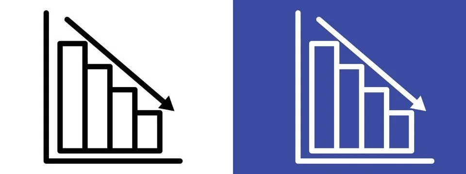 Chart Icon Demonstrating Reduction in Data, Business Decline, and Statistic.. Stock Illustration