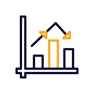 Chart icon duocolor orange black business symbol illustration. Stock Illustration