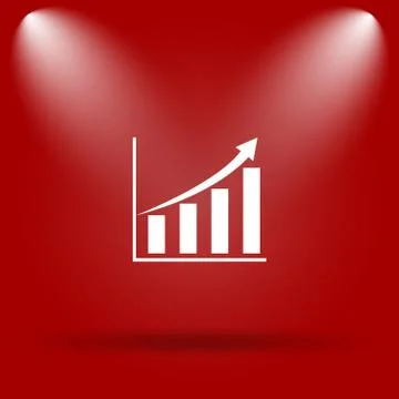 Chart icon. Flat icon on red background.. Stock Illustration