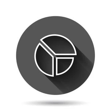 Chart icon in flat style. Diagram vector illustration on black round backgrou Stock Illustration