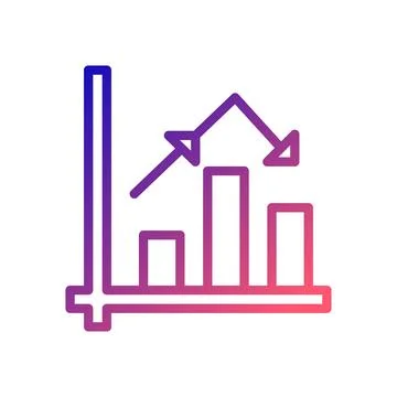 Chart icon gradient blue red business illustration. 스톡 일러스트