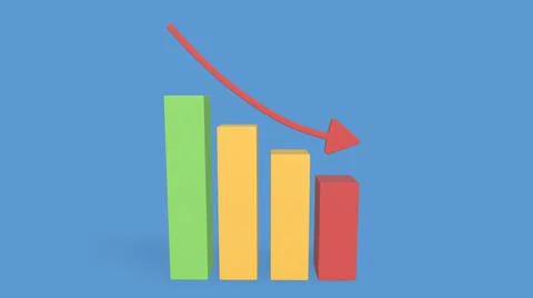 Chart icon. Graph growing down movement growth progress leap. 3D-rendering Stock Illustration