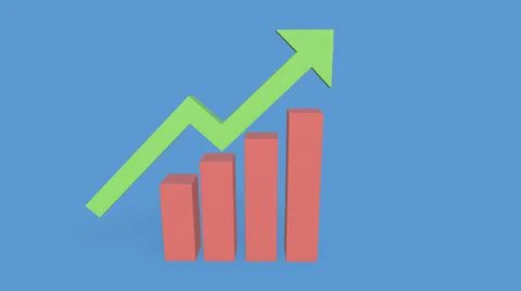 Chart icon. Graph growing up movement growth progress leap. 3D-rendering Stock Illustration