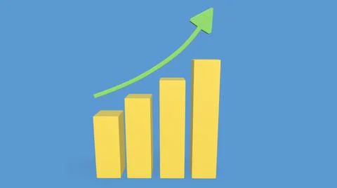 Chart icon. Graph growing up movement growth progress leap. 3D-rendering Stock Illustration