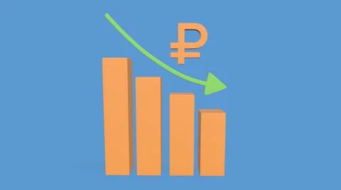 Chart icon. Graph growing up movement growth progress leap. russian ruble. 3D Stock Illustration