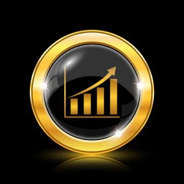 Chart icon. Internet button on black background. EPS10 vector. Stock Illustration