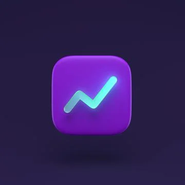 Chart icon with neon line simple 3D-illustration on dark abstract background. Illustrazione stock
