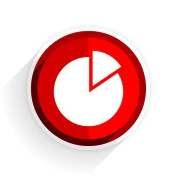 Chart icon, red circle flat design internet button, web and mobile app illust Stock Illustration