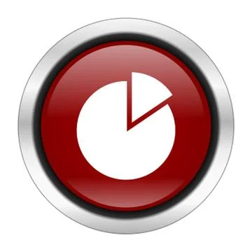 Chart icon, red round button isolated on white background, web design illustr Stock Illustration