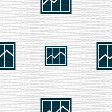 Chart icon sign. Seamless pattern with geometric texture. Vector Illustrazione stock