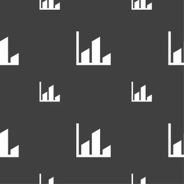 Chart icon sign. Seamless pattern on a gray background. Vector Illustrazione stock
