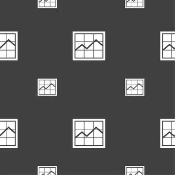 Chart icon sign. Seamless pattern on a gray background. Vector Illustrazione stock