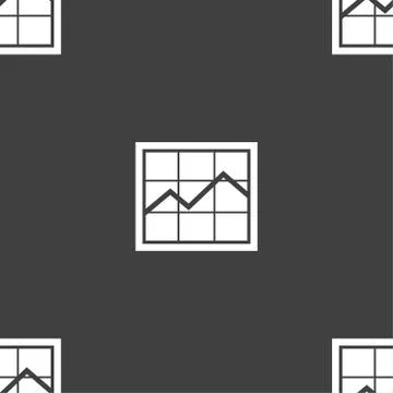 Chart icon sign. Seamless pattern on a gray background. Vector Stock Illustration