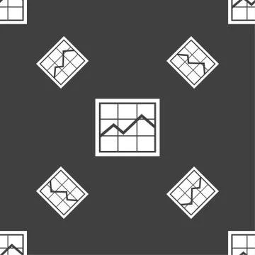 Chart icon sign. Seamless pattern on a gray background. Vector Illustrazione stock