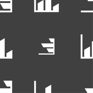 Chart icon sign. Seamless pattern on a gray background. Vector Illustrazione stock