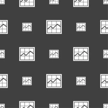 Chart icon sign. Seamless pattern on a gray background. Vector Illustrazione stock