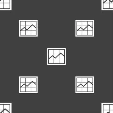 Chart icon sign. Seamless pattern on a gray background. Vector Illustrazione stock