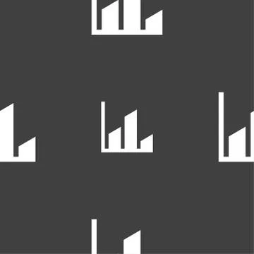 Chart icon sign. Seamless pattern on a gray background. Vector 스톡 일러스트