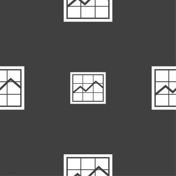 Chart icon sign. Seamless pattern on a gray background. Vector 스톡 일러스트
