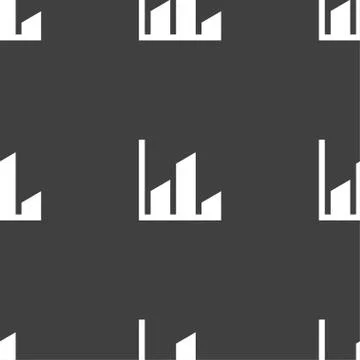 Chart icon sign. Seamless pattern on a gray background. Illustrazione stock