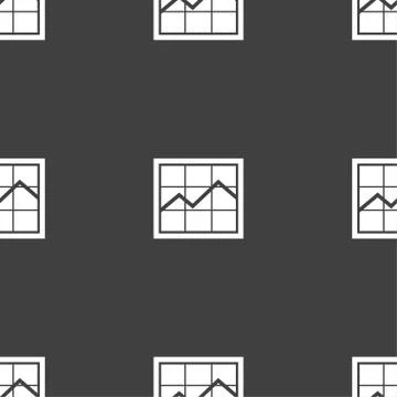 Chart icon sign. Seamless pattern on a gray background. Illustrazione stock