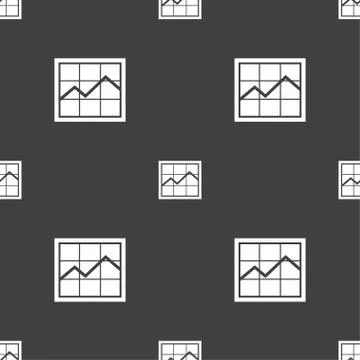 Chart icon sign. Seamless pattern on a gray background. Illustrazione stock