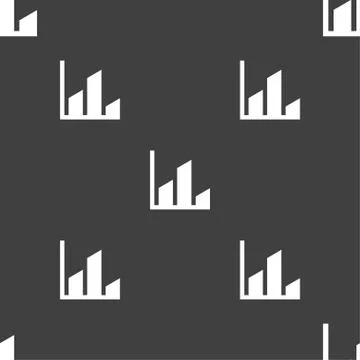 Chart icon sign. Seamless pattern on a gray background. Stock Illustration