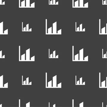 Chart icon sign. Seamless pattern on a gray background. Illustrazione stock