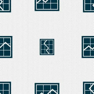 Chart icon sign. Seamless pattern with geometric texture. Illustrazione stock
