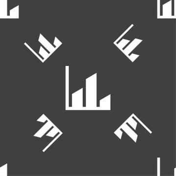 Chart icon sign. Seamless pattern on a gray background. Illustrazione stock