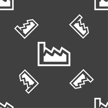Chart icon sign. Seamless pattern on a gray background. Illustrazione stock