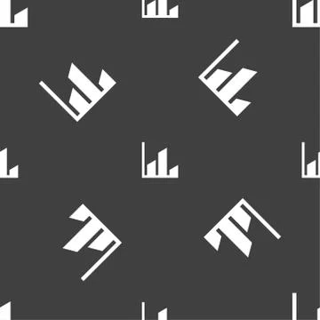 Chart icon sign. Seamless pattern on a gray background. Stock Illustration