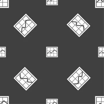 Chart icon sign. Seamless pattern on a gray background. Illustrazione stock