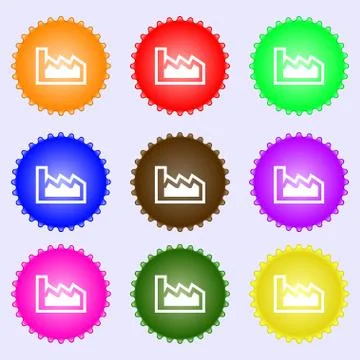Chart icon sign. A set of nine different colored labels. Vector Stock Illustration