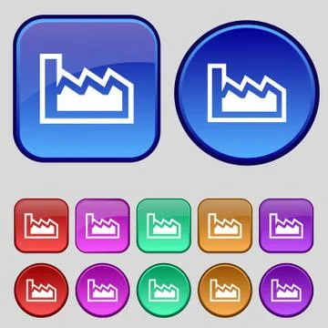 Chart icon sign. A set of twelve vintage buttons for your design. Vector Stock Illustration
