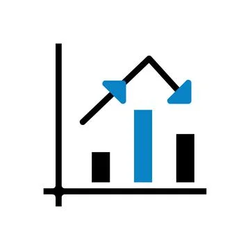 Chart icon solid blue black business symbol illustration. Stock Illustration