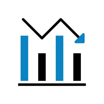 Chart icon solid blue black business symbol illustration. Stock Illustration