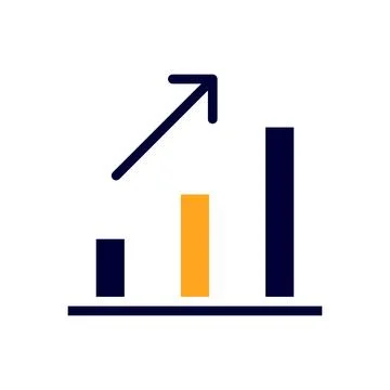 Chart icon solid orange black business symbol illustration. Stock Illustration