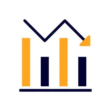 Chart icon solid orange black business symbol illustration. Stock Illustration