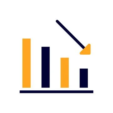 Chart icon solid orange black business symbol illustration. Stock Illustration