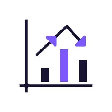 Chart icon solid purple black business symbol illustration. 스톡 일러스트