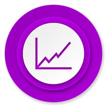 Chart icon, violet button, stock sign. Stock Illustration