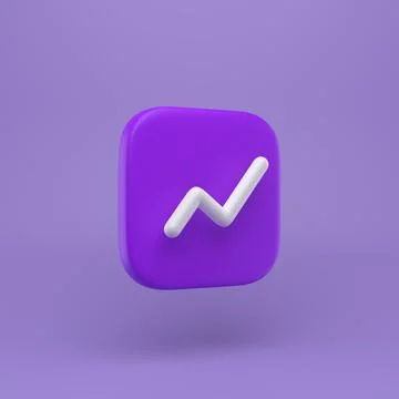 Chart icon with white line simple 3D-illustration on pastel abstract backgrou Illustrazione stock